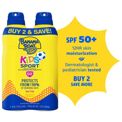 Banana Boat Kids' Sunscreen - 12oz/2ct: SPF 50, Whole Body, Unscented, Spray