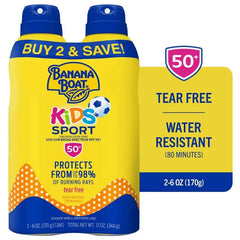 Banana Boat Kids' Sunscreen - 12oz/2ct: SPF 50, Whole Body, Unscented, Spray