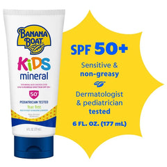 Banana Boat Kids Mineral 100 % Lotion - SPF 50+ - 6oz: Whole Body, Unscented, Zinc Oxide