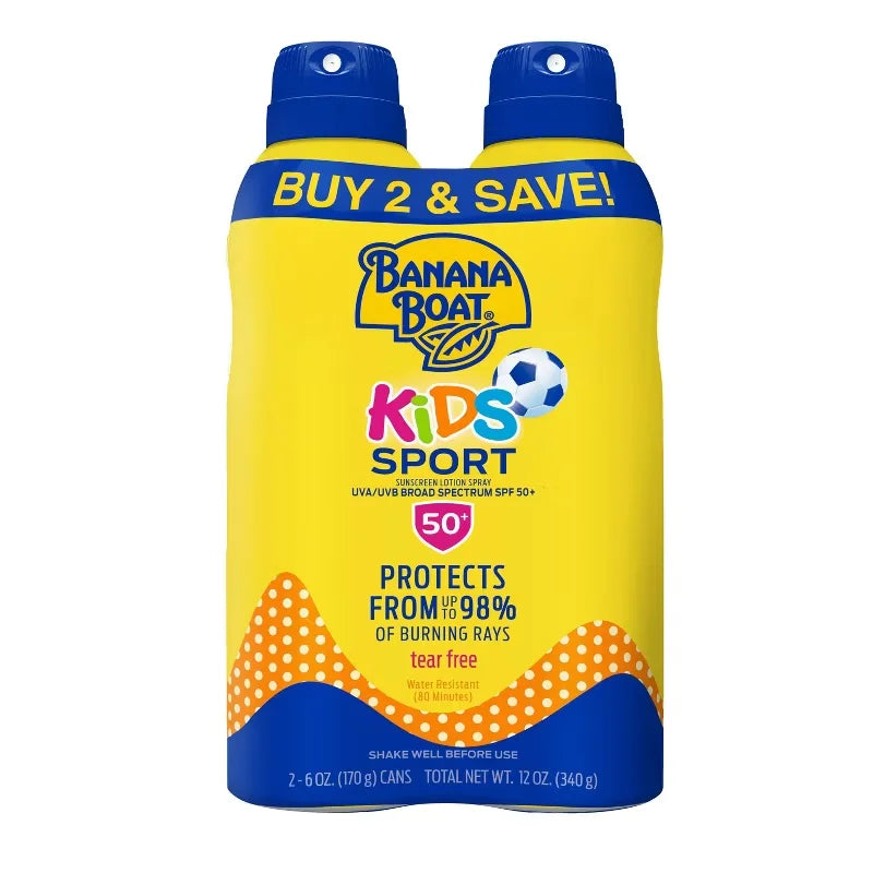 Banana Boat Kids' Sunscreen - 12oz/2ct: SPF 50, Whole Body, Unscented, Spray